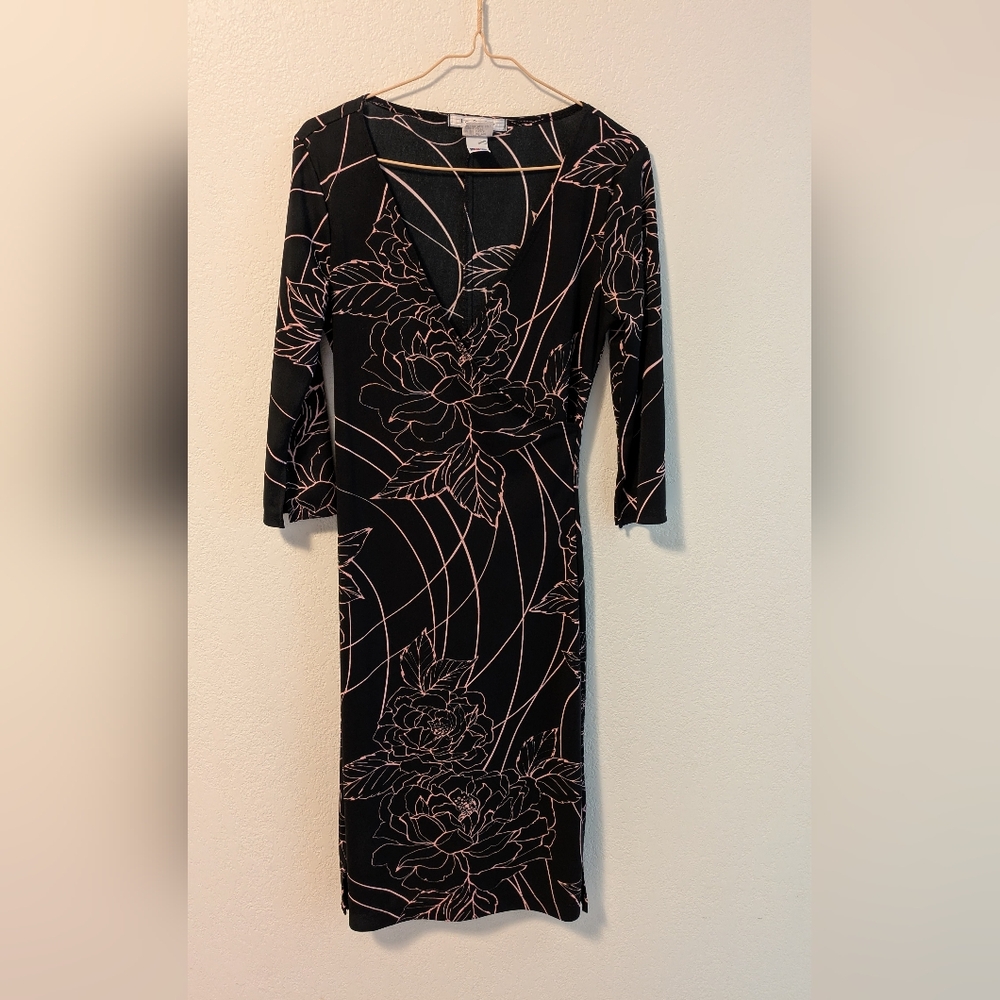 La Belle Vintage Y2K Black and Pink Floral Dress
